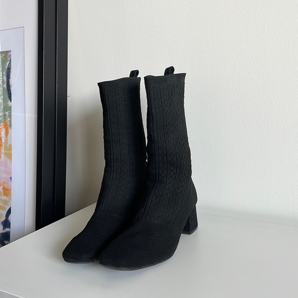 Black Sock boots 2 inch heel | L’intervalle - Picture 1 of 5
